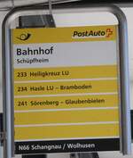 (273'824) - PostAuto-Haltestellenschild - Schpfheim, Bahnhof - am 11. April 2025