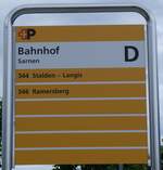 (276'445) - +P-Haltestellenschild - Sarnen, Bahnhof - am 7. Juni 2025