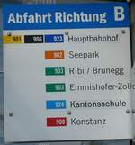 (272'637) - PostAuto/SBK/SWK-Haltestellenschild - Kreuzlingen, Brenplatz am 4. Mrz 2025
