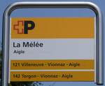 (276'696) - +P-Haltestellenschild - Aigle, La Mle - am 14. Juni 2025