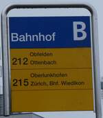 (273'355) - ZVV/PostAuto-Haltestellenschild - Affoltern, Bahnhof - am 29. Mrz 2025