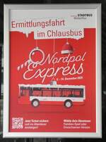 (282'437) - Plakat fr Chlausbus Nordpol Express am 15. November 2025 beim Bahnhof Winterthur Wlflingen 