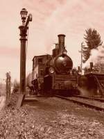 Die RhB G 3/4 N 1 Rhtia von 1989 zu Besuch bei der B-C.
Bild in Sepia
3. Mai 2008