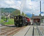 Die BFD HG 3/4 N° 3 der Blonay Chamby Bahn ist mit ihrem Dampfzug in Blonay angekommen. 
In einer guten Viertelstunde wird der Zug nach Chaulin zurück dampfen. 

10. Mai 2025