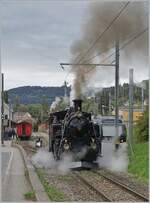 Die BFD HG 3/4 N° 3 der Blonay - Chamby Bahn rangiert in Blonay um ihren Zug nah Chaulin zu übernehmen. 

4. Oktober 2025