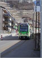 Der TPC AOMC / ASD Beh 2/6 542 'La Forteresse' ist als R71 bei Kilometer 0.8 schon fast am Ziel seiner Fahrt nach Aigle. 

Obwohl die Beh 2/6 541 - 547 seit der Inbetriebnahme bei der TPC grundsätzlich auch auf der ASD verkehren können, s ...