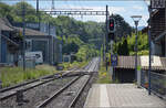 Blick auf die Emmmentalbahn. Blick nach Sden im Bahnhof Aeflingen. Mai 2025.