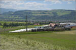 150 Jahre Emmentalbahn. 

Ed 3/4 51 der Bern-Schwarzenburg-Bahn auf dem Weg nach Konolfingen. Tägertschi, Mai 2025.