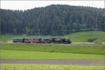 150 Jahre Emmentalbahn. 

E 3/3 853 der Jura-Simplon und Ed 3/3 3 'Langnau' der Emmentalbahn mit ihrem Sonderzug unterwegs auf der Bern-Luzern-Bahn. Bowil Bächlen, Mai 2025.