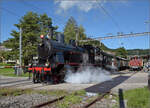 150 Jahre Tsstalbahn.

Der BT-Habersack Eb 3/5 9 fhrt in Bretswil ab. September 2025.