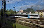 Rhyhas RABe 526 755 in Singen. August 2024.
