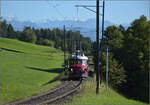 150 Jahre Tösstalbahn.

Der Rote Pfeil aus Balsthal durfte beim Jubiläum mitfeiern. Nach dem Aussendienst auf der Kempttalbahn ging es für RCe 2/4 607 zur Übernachtung nach Bauma. Hier nahe des Haltepunks Ettenhausen-Emmetschloo. Im Hintergrund sind Tödi (3613 m), Clariden (3267 m) und der Chammliberg (3215 m) prominent im Bild. September 2025.