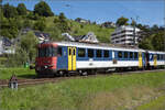 150 Jahre Tsstalbahn.

RBe 540 074 rangiert in Bauma mit ihrem etwas schrgen Pendelzug, um sich auf die Fahrt auf der eigentlichen Jubilarin zu begeben. September 2025.
