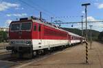 Am 23 Juni 2022 steht ZSSK 163 108 in Kysak mit ein Regionalzug nach Poprad-Tatry.