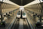 AVE S-100 und S-102 in Sevilla Santa Justa am 5. Februar 2025