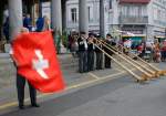 Der Marchs Folkloriques 2009 in Vevey wurde von Alphornblsern und Fahnenschwinger bereichert.
(28.08.2009)
