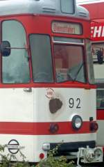 Tw 92 abgestellt im Betriebshof Neu Schmellwitz mach einem Brand im Fhrerstand .  