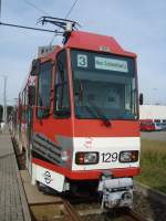 Tw 129 am 09.08.09 im Betriebshof Neu Schmellwitz .