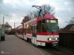 Tw 140 als Linie 1 in der Wendeschleife Strbitz (08.12.2008)