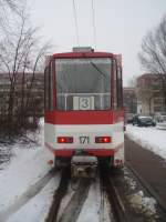 Tw 171 am 22.02.09 in der Schleife Sandow .