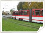 TATRA KT4D-Zug der Linie 6 biegt ab zur Schleife Rieth, Erfurt Oktober 2009
