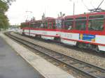 Tatra-Zug der Linie 3 im Nieselregen, Erfurt Oktober 2009