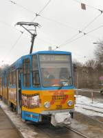 Waldbahnzug abfahrbereit nach Tabarz in Gotha, alte Endstelle Hauptbahnhof - 2005