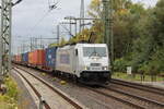BR 386 004-6 CZ-MT mit Containern durch HH-Harburg Richtung Norden.  9.Oktober 2025