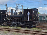 150 Jahre Emmentalbahn.

E 3/3 853 der Jura-Simplon (im Bild) und Ed 3/3 3 'Langnau' der Emmentalbahn rangieren im Bahnhof Burgdorf den Sonderzug in die Abstellgruppe. Mai 2025.
