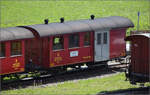 Der zweiachsige Halbgepckwagen BD 2502 der Dampfbahn Furka-Bergstrecke aus dem Jahr 1914 stammt ursprnglich von der Brig-Furka-Disentis-Bahn. Oberwald, August 2025.