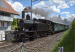 150 Jahre Emmentalbahn. 

Ed 3/4 2 der SMB kommt zur Zugkreuzung mit BDe 2/4 240 in den Bahnhof Affoltern-Weier gefahren. Mai 2025.